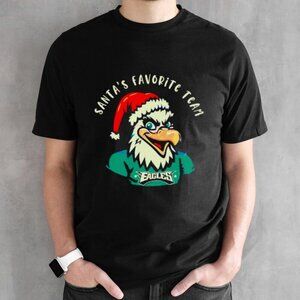 Philadelphia Eagles Santa Favorite Team Christmas Graphic T-Shirt NFL Tee 05